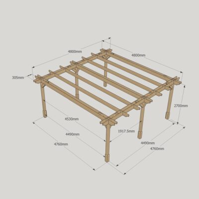 Double Premium Pergola - 4800mm x 4800m - 6 Post