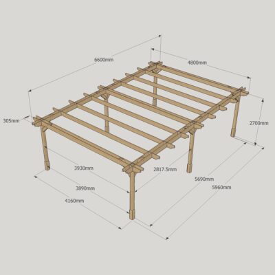 Double Premium Pergola - 4800mm x 6600m - 6 Post