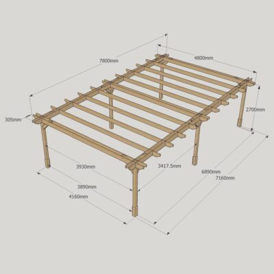 Double Premium Pergola - 4800mm x 7800m - 6 Post