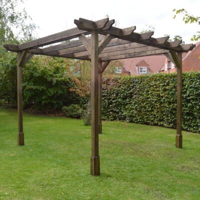 Double Premium Pergola - Rustic Brown - Front Left