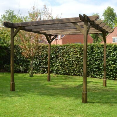 Double Premium Pergola - Rustic Brown - Front Right