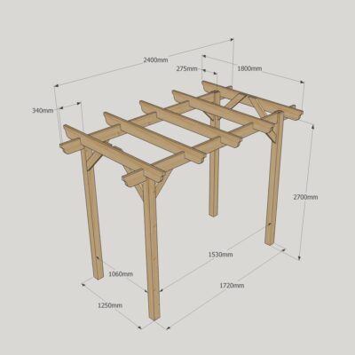 Garden Pergola - 1800mm x 2400mm - 4 Post