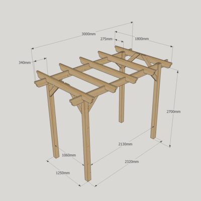 Garden Pergola - 1800mm x 3000mm - 4 Post