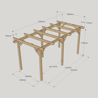 Garden Pergola - 1800mm x 4200mm - 6 Post