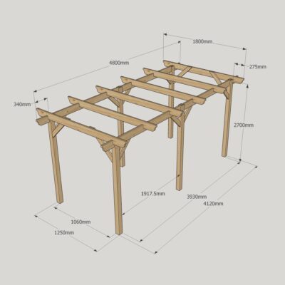 Garden Pergola - 1800mm x 4800mm - 6 Post