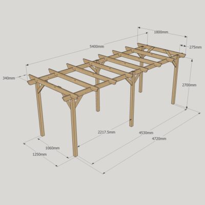 Garden Pergola - 1800mm x 5400mm - 6 Post