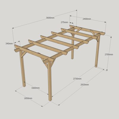 Garden Pergola - 2400mm x 3600mm - 4 Post