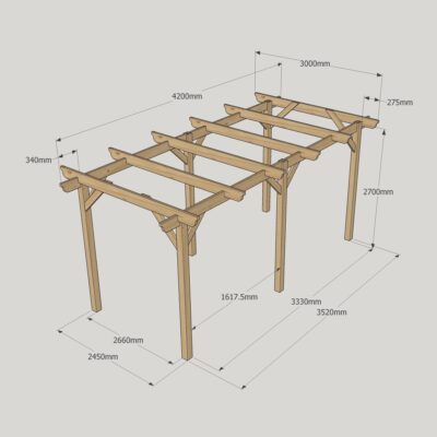 Garden Pergola - 3000mm x 4200mm - 6 Post