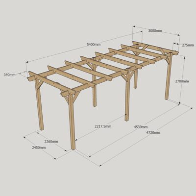 Garden Pergola - 3000mm x 5400mm - 6 Post