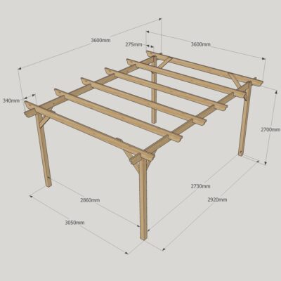 Garden Pergola - 3600mm x 3600mm - 4 Post