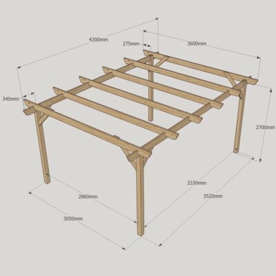 Garden Pergola - 3600mm x 4200mm - 4 Post