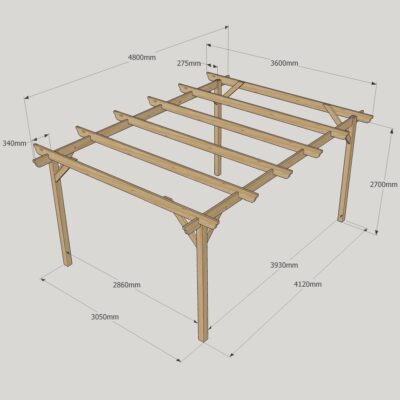 Garden Pergola - 3600mm x 4800mm - 4 Post