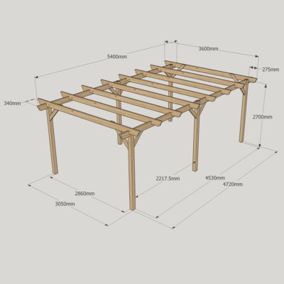 Garden Pergola - 3600mm x 5400mm - 6 Post