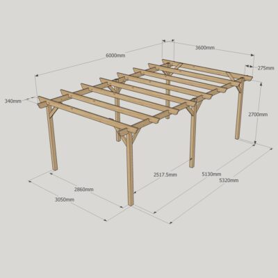 Garden Pergola - 3600mm x 6000mm - 6 Post