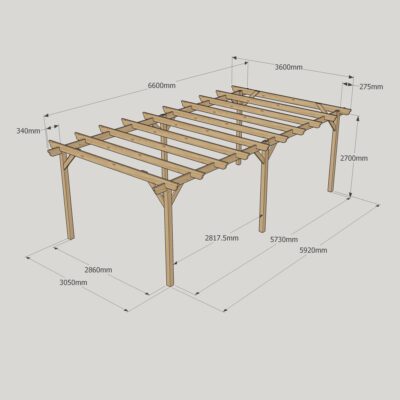 Garden Pergola - 3600mm x 6600mm - 6 Post