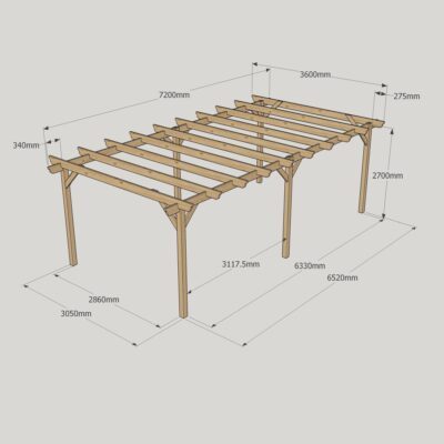 Garden Pergola - 3600mm x 7200mm - 6 Post