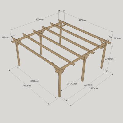 Garden Pergola - 4200mm x 4200mm - 6 Post