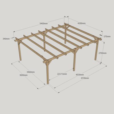 Garden Pergola - 4200mm x 5400mm - 6 Post