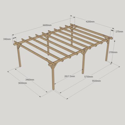 Garden Pergola - 4200mm x 6600mm - 6 Post