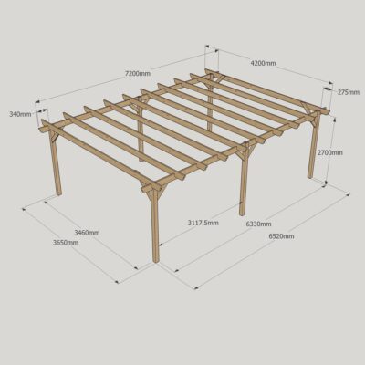 Garden Pergola - 4200mm x 7200mm - 6 Post