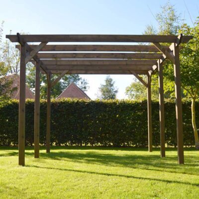 Garden Pergola 6 Post - Rustic Brown - Front