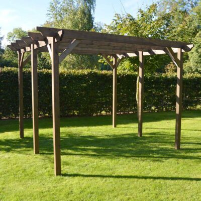 Garden Pergola 6 Post - Rustic Brown - Front Left