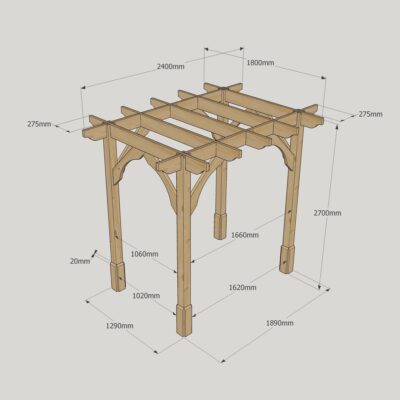 Premium Pergola - 1800mm x 2400mm - 4 Post