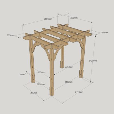 Premium Pergola - 1800mm x 3000mm - 4 Post