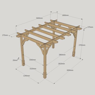 Premium Pergola - 1800mm x 3600mm - 4 Post