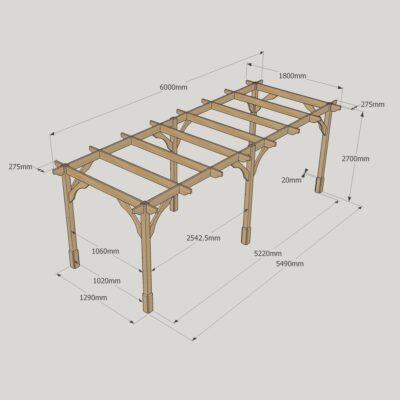 Premium Pergola - 1800mm x 6000mm - 6 Post