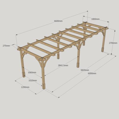 Premium Pergola - 1800mm x 6600mm - 6 Post