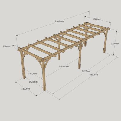 Premium Pergola - 1800mm x 7200mm - 6 Post