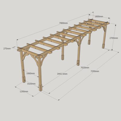 Premium Pergola - 1800mm x 7800mm - 6 Post