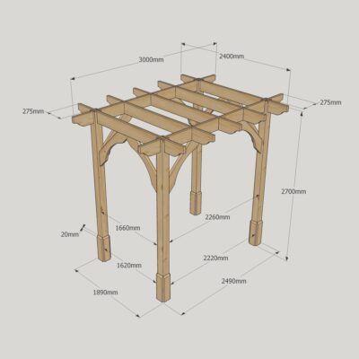 Premium Pergola - 2400mm x 3000mm - 4 Post