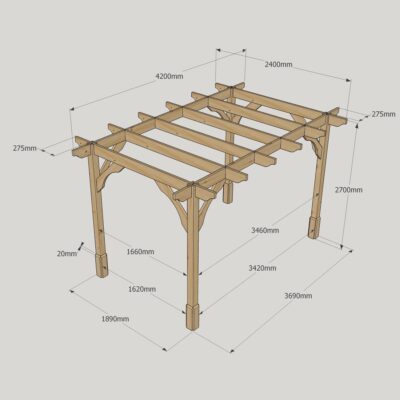 Premium Pergola - 2400mm x 4200mm - 4 Post