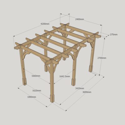 Premium Pergola - 2400mm x 4200mm - 6 Post