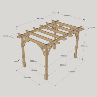 Premium Pergola - 2400mm x 4800mm - 4 Post