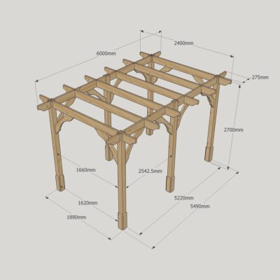 Premium Pergola - 2400mm x 6000mm - 6 Post