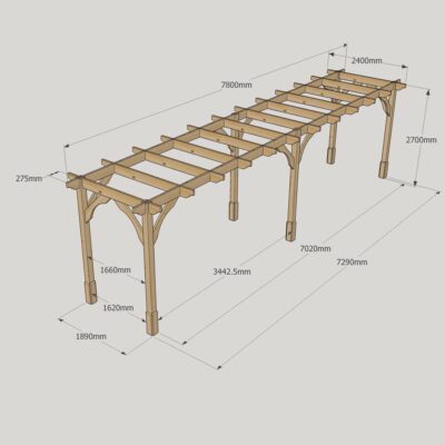 Premium Pergola - 2400mm x 7800mm - 6 Post