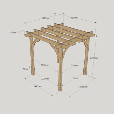 Premium Pergola - 3000mm x 3000mm - 4 Post