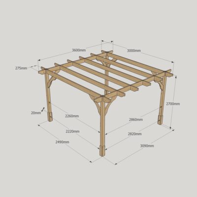 Premium Pergola - 3000mm x 3600mm - 4 Post