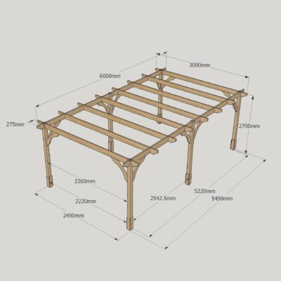 Premium Pergola - 3000mm x 6000mm - 6 Post