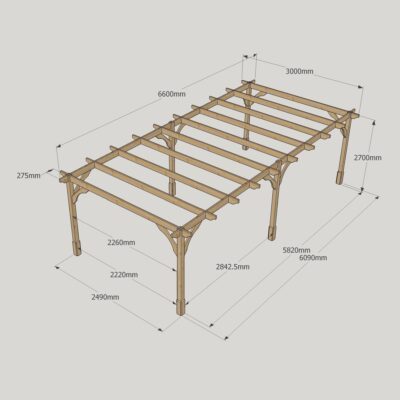 Premium Pergola - 3000mm x 6600mm - 6 Post