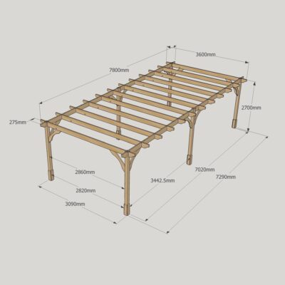 Premium Pergola - 3600mmm x 7800mm - 6 Post