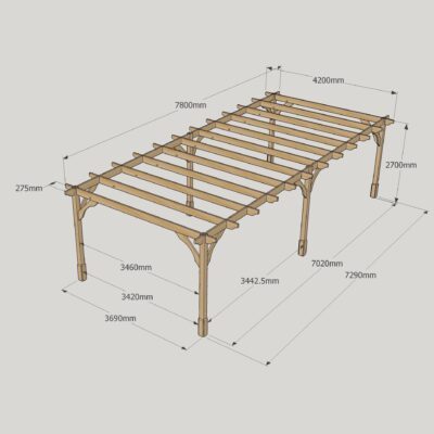 Premium Pergola - 4200mm x 7800mm - 6 Post