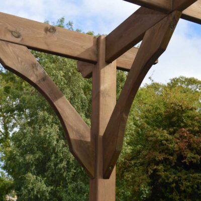 Premium Pergola - Brace Detail - Rustic Brown