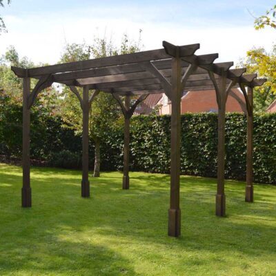 Premium Pergola - Rustic Brown - 6 Post - Front Right