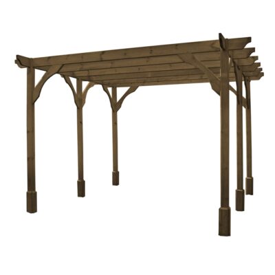 Premium Pergola - Rustic Brown - 6 Post - Front Right - White Background