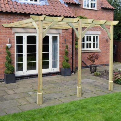 Wall Mount Premium Pergola - 3 Post - Light Green - Front Left