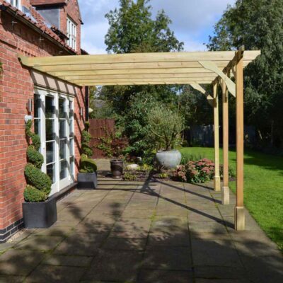 Wall Mount Premium Pergola - 3 Post - Light Green - Left